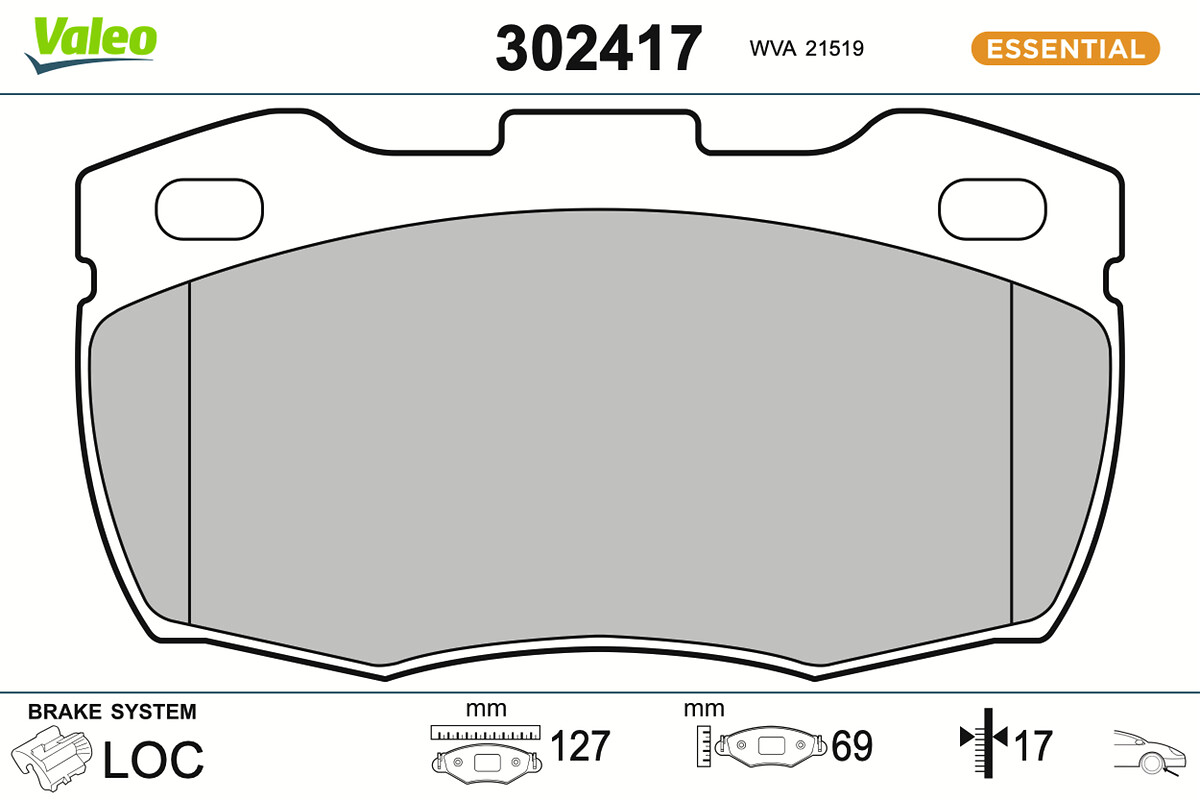 Jogo de 4 pastilhas de travão VALEO ref. 302417